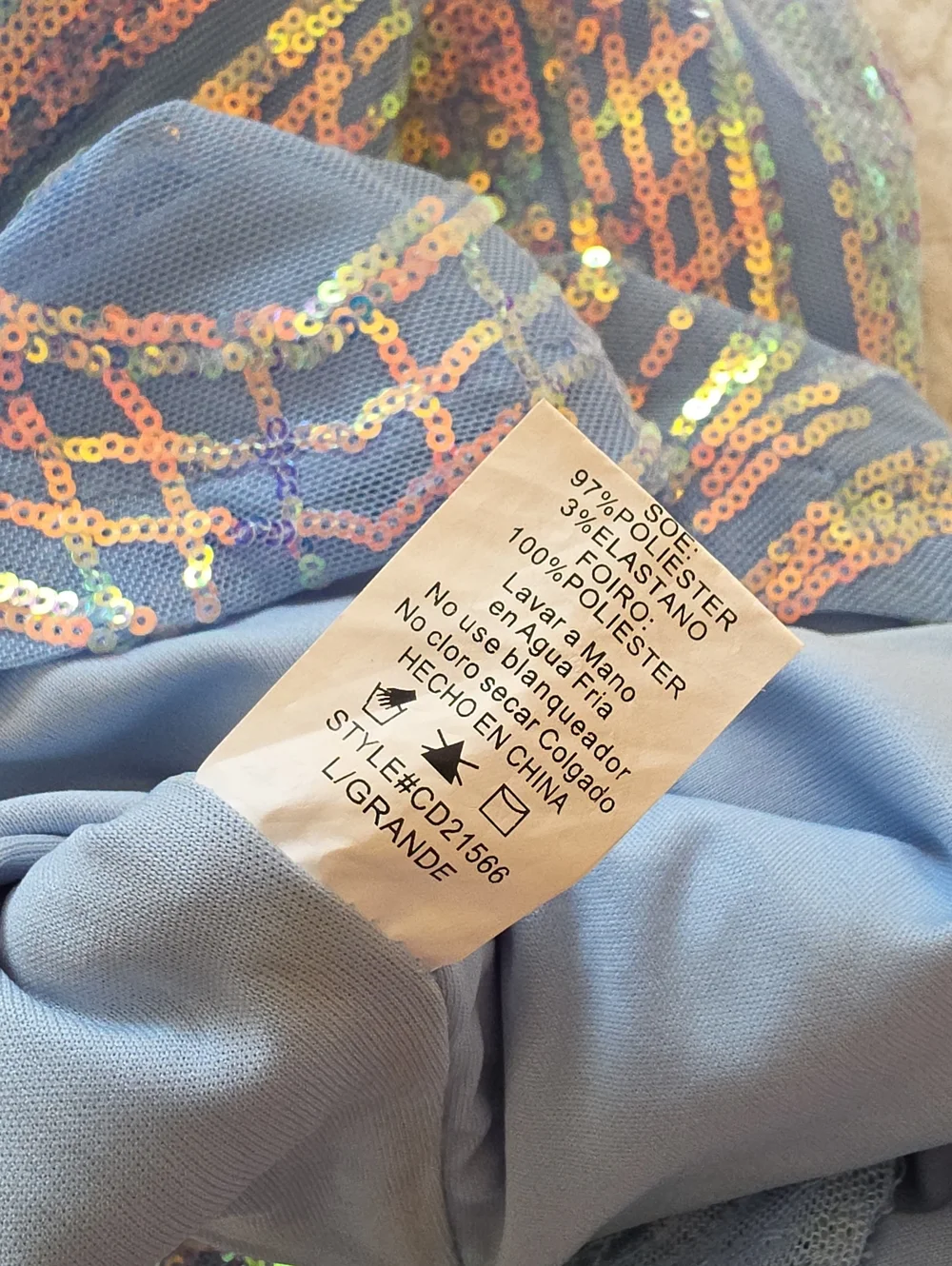 Windsor Sequined Light Blue Slip Dress with Iridescent Detailing